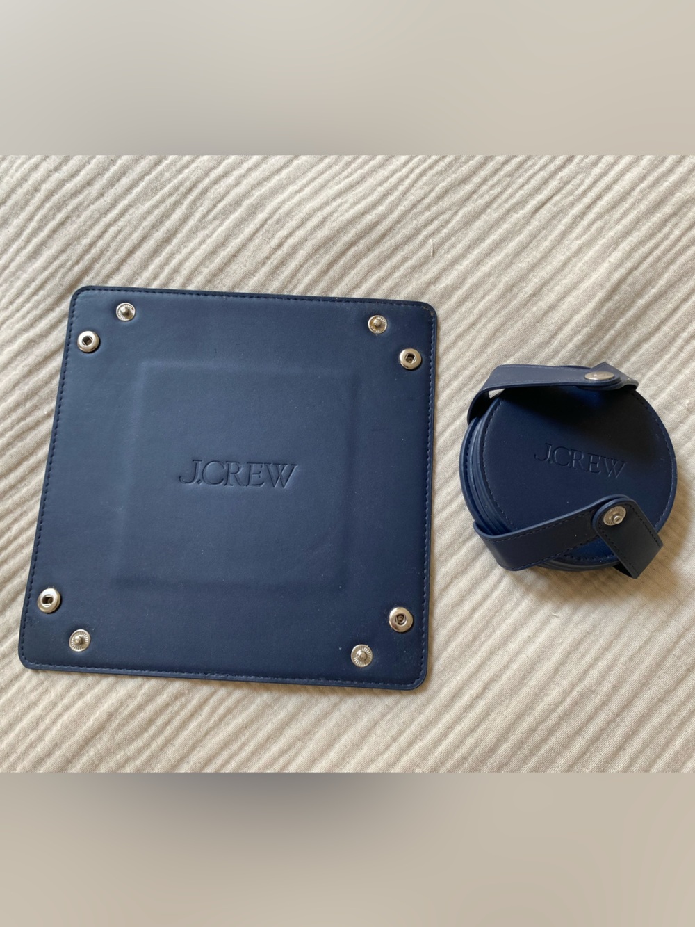 J. Crew Limited Edition Navy Leather Coaster Set